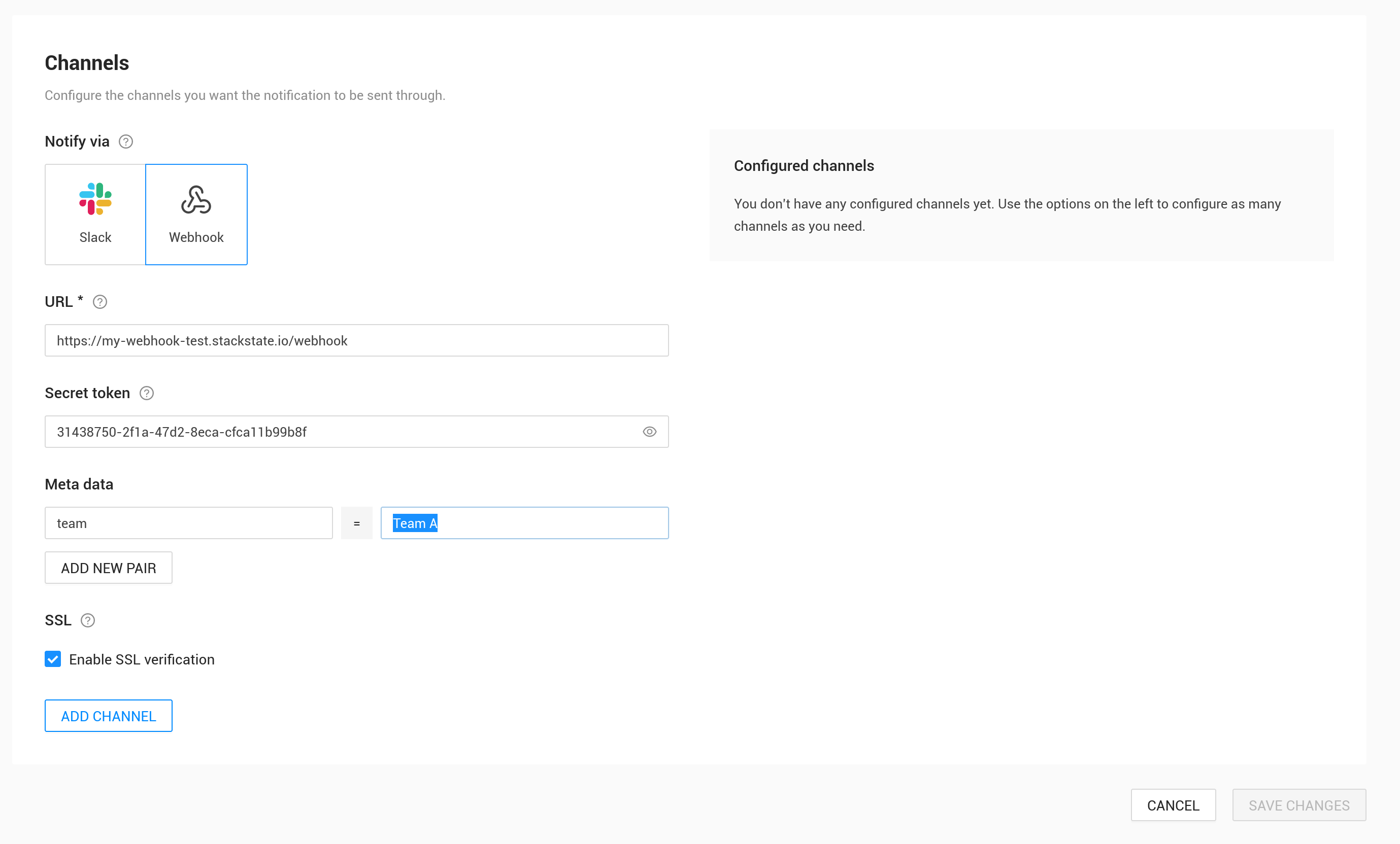 Configurer un webhook